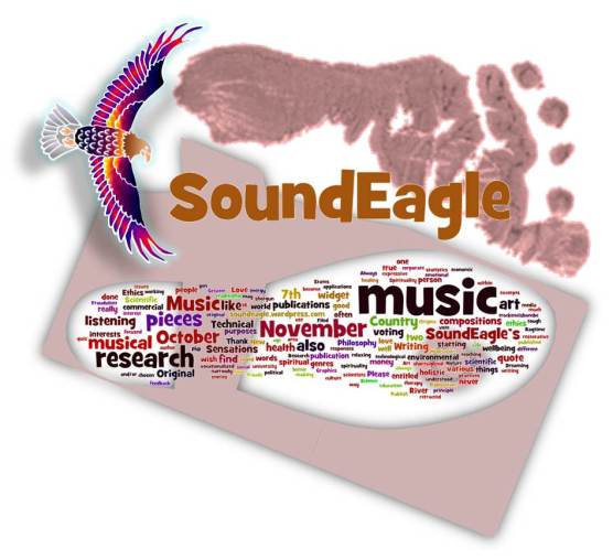 SoundEagle in Art with Sole, Footprint and Keywords (sideway flight)